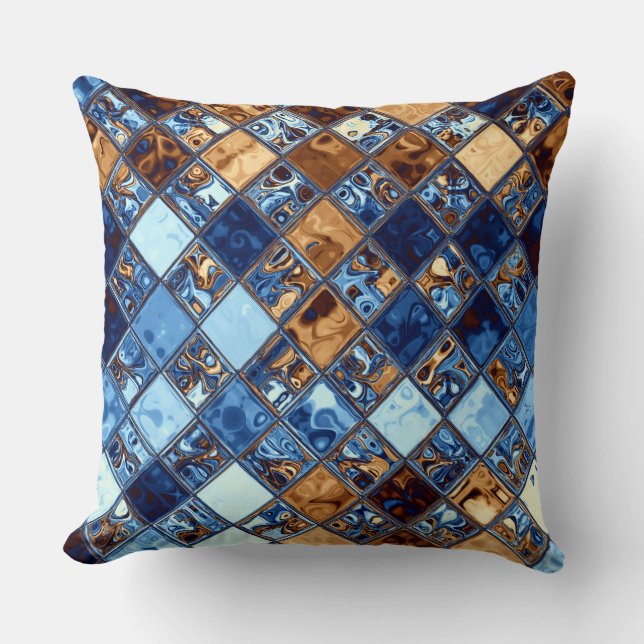 Cowboybandana-blaue Mosaik-Muster-Vorlagen-Kunst Kissen (Vorderseite)