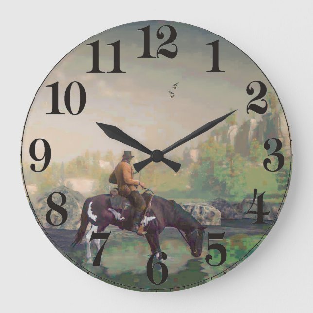 Cowboybild für die Acrylmauer Große Wanduhr (Vorderseite)
