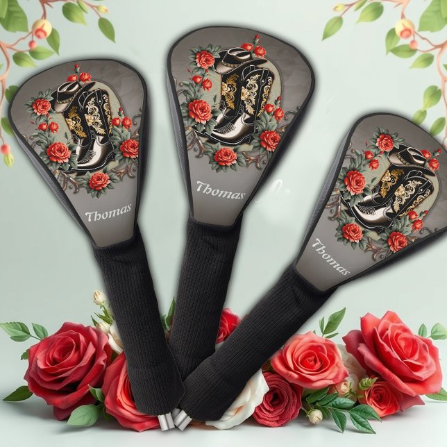 Cowboyherzen: Ein Gedicht von Stiefeln und Blume. Golf Headcover (Von Creator hochgeladen)