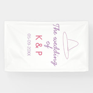 Cowboyhut die Hochzeit von Paarname Datum lila Banner