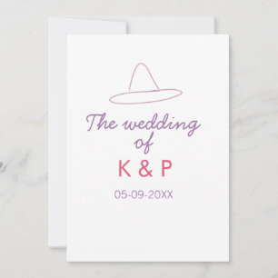 Cowboyhut die Hochzeit von Paarname Datum lila  Einladung