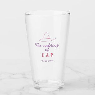 Cowboyhut die Hochzeit von Paarname Datum lila Glas