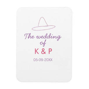 Cowboyhut die Hochzeit von Paarname Datum lila Magnet