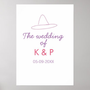 Cowboyhut die Hochzeit von Paarname Datum lila  Poster