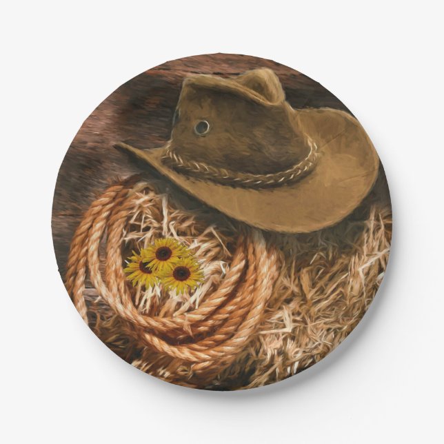 Cowboyhut Pappteller (Vorderseite)