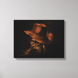 Cowboyhut und Lederstiefel rustikale Maskuline Leinwanddruck