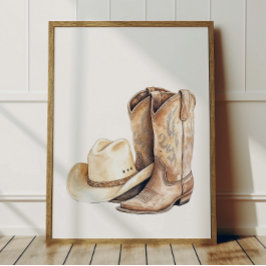 Cowboyhut- und Stiefelposter Kinder Western-Zimmer Poster