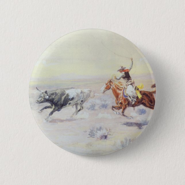 Cowboys aus dem Bar Dreieck von CM Russell Button (Vorderseite)