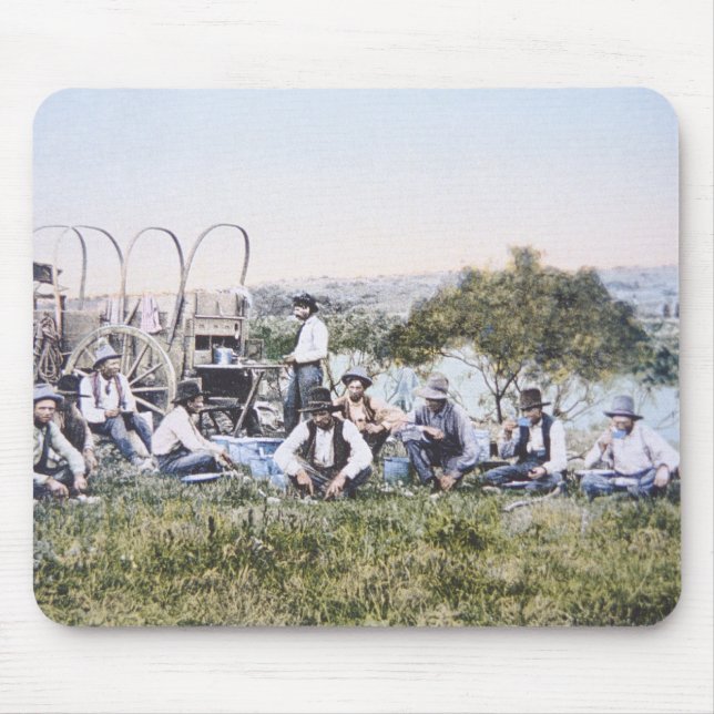 Cowboys bei Lunch, 1904 (Foto) Mousepad (Vorne)