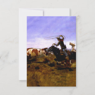 „Cowboys beim Einfangen eines Stiers“ von Charles Dankeskarte