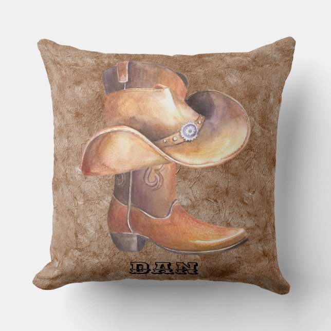 Cowboy's Boot & Hat Country Music Kissen (Vorderseite)
