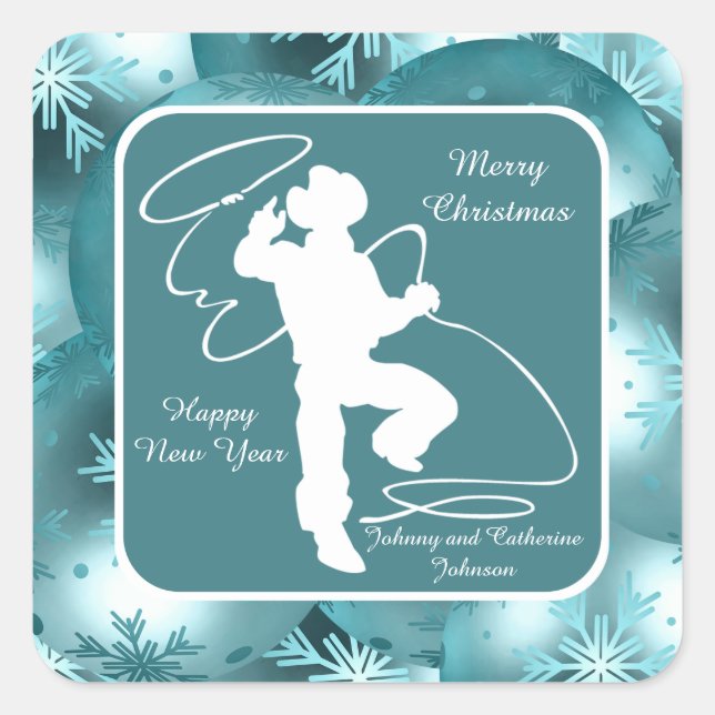 Cowboys Cowgirls Roping On Blue Holiday Stickers 2 (Devant)