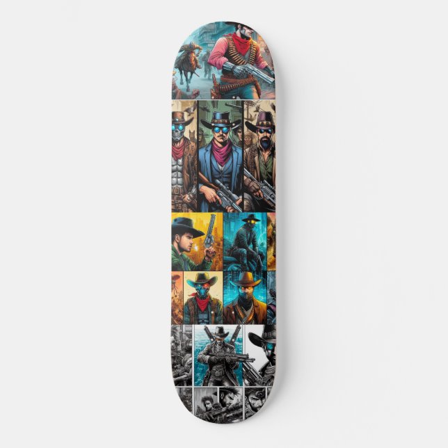 Cowboys Cyborg Comics Skateboard (Vorderseite)