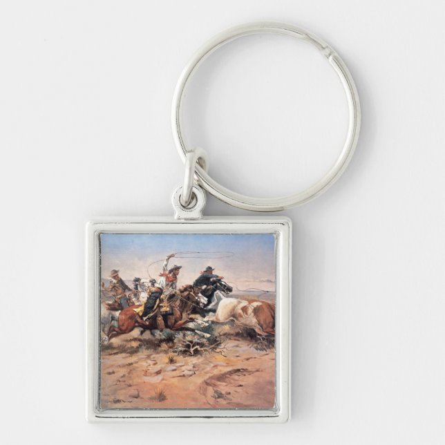 Cowboys, die einen Ochsen, 1897 (Öl, roping sind Schlüsselanhänger (Vorne)