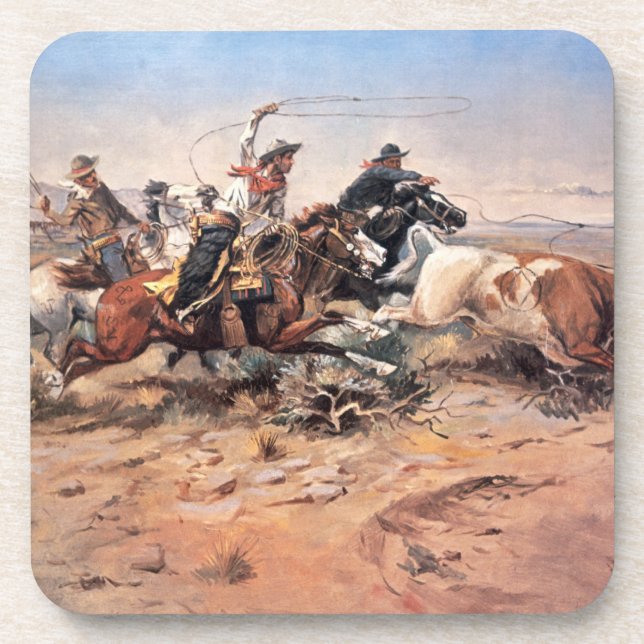 Cowboys, die einen Ochsen, 1897 (Öl, roping sind Untersetzer (Vorderseite)