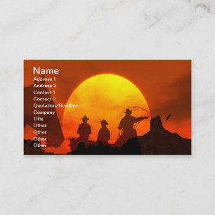 Cowboys, die in Sonnenuntergang-Western Visitenkarte