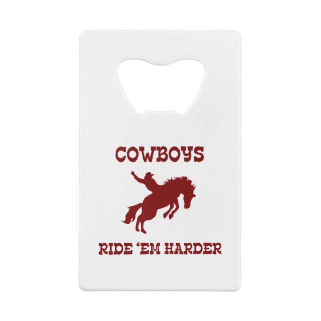 Cowboys fahren "Em Harder Geldbeutel Flaschenöffner (Rückseite)