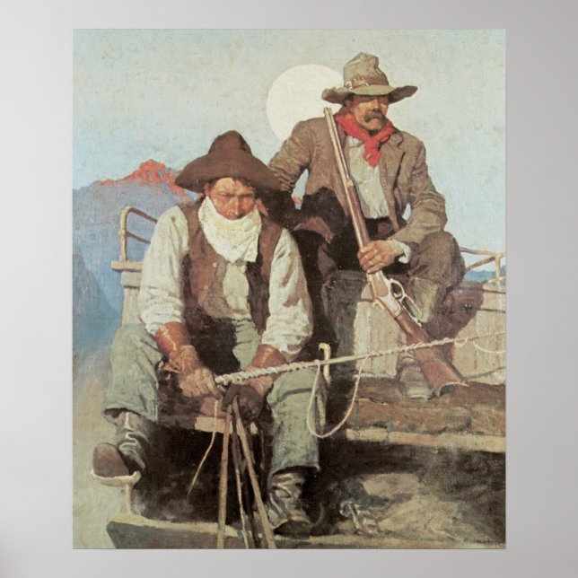 Cowboys geben Stagecoach Art Print Poster (Vorne)