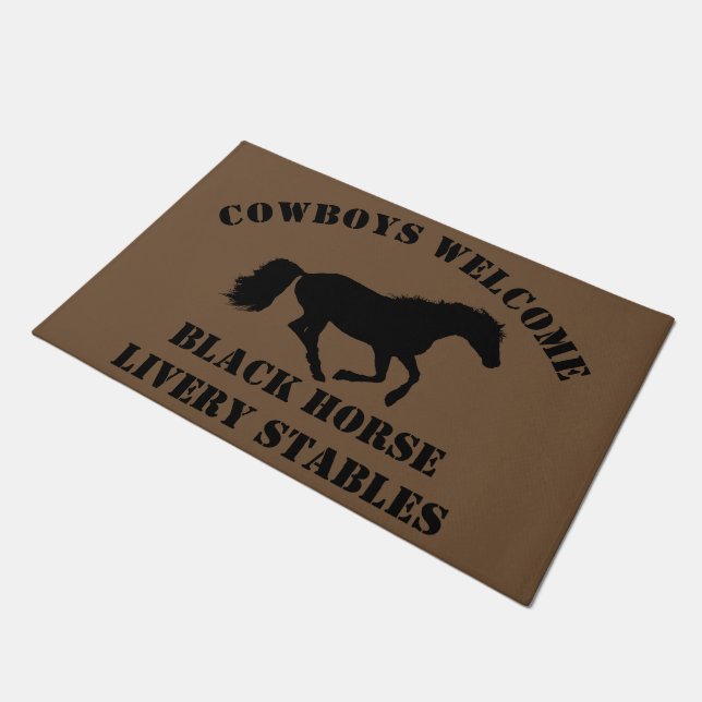 Cowboys heißen Pony Club, Ranch oder Stallungen wi Fußmatte (Schrägansicht)