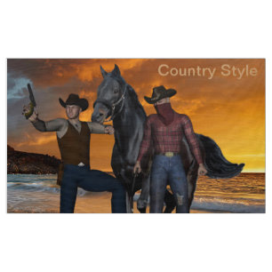Cowboys Horse Saddle Pays Style Tissu