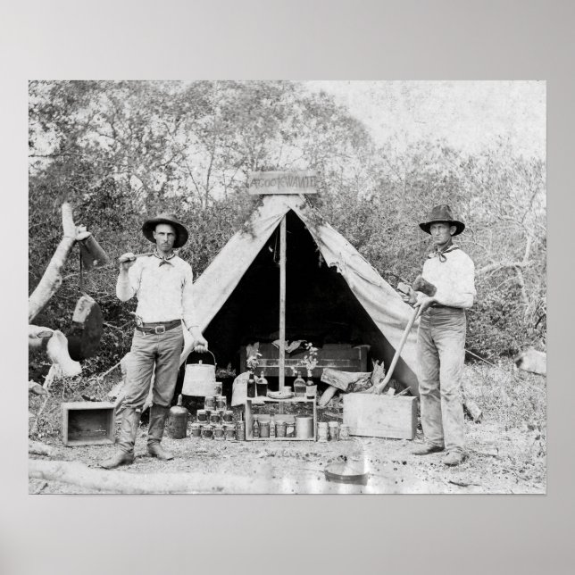 Cowboys im Lager, 1890. Vintages Foto Poster (Vorne)