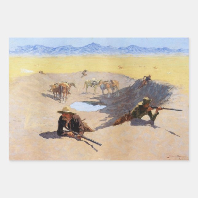 Cowboys kämpfen für das Wasserloch Geschenkpapier Set (Vorderseite)