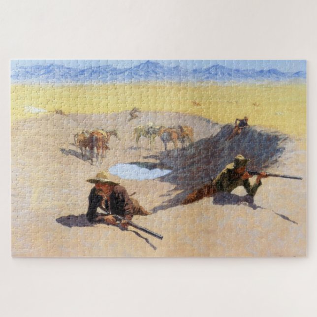Cowboys kämpfen für ein Wasserloch (von Remington) (Horizontal)