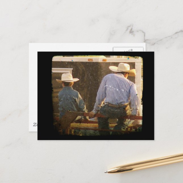 Cowboys on a Rodeo Fence TTV Postkarte (Vorderseite/Rückseite Beispiel)