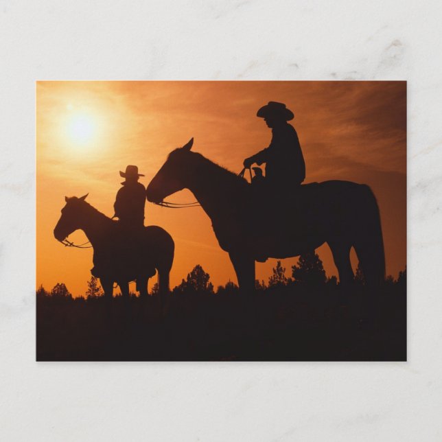 cowboys on horses postcard postkarte (Vorderseite)