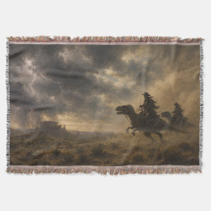 Cowboys reiten auf Dinosauriern durch einen Wüsten Decke