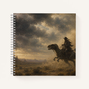 Cowboys reiten auf Dinosauriern durch einen Wüsten Notizbuch