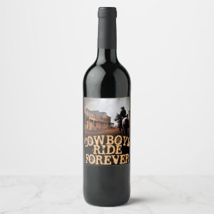 Cowboys reiten Forever Wine (Sparkling Wine) Flasc Weinetikett