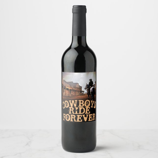 Cowboys reiten Forever Wine (Sparkling Wine) Flasc Weinetikett (Vorderseite)