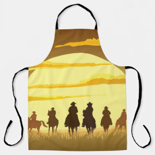 Cowboys Silhouette, die gegen die Sonne galoppiere Schürze