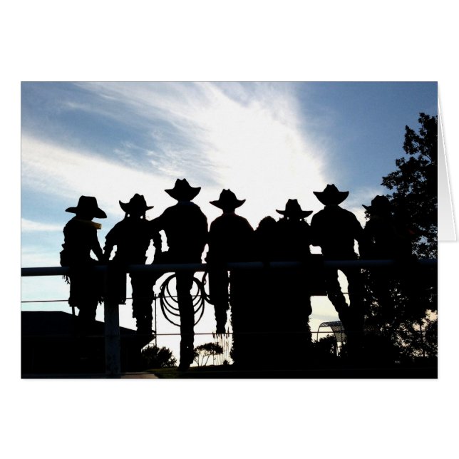 Cowboys und Cowgirls auf der Zaun-Western-Karte (Vorderseite (Horizontal))