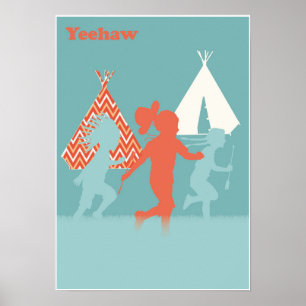 Cowboys und Ureinwohner-Kunst-Druck-Plakat Poster