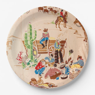 Cowboys - Vintage Tapete - Wilder Westen Pappteller
