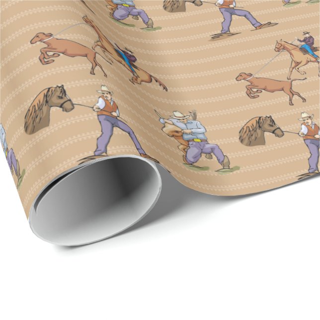 Cowboys Western Pferde Steer Tan Gift Wrap Geschenkpapier (Rolleneckpunkt)