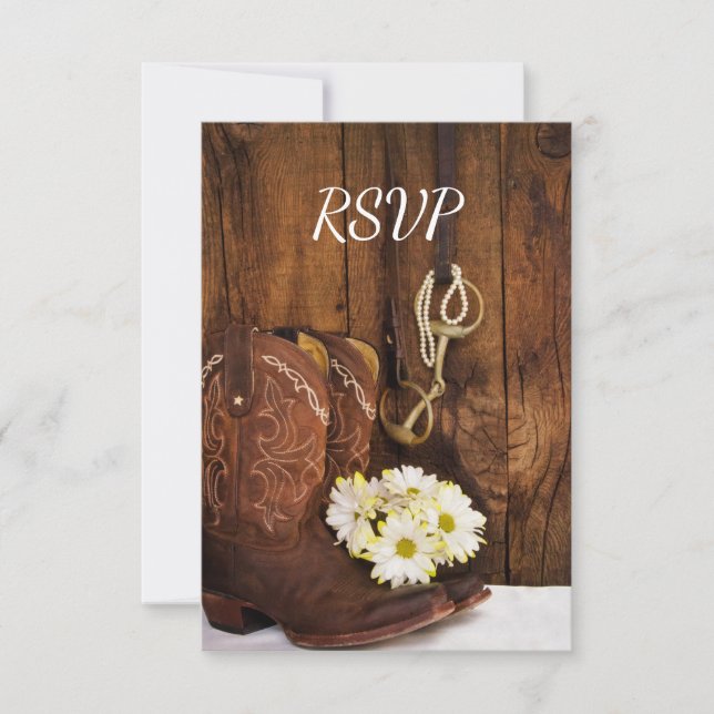 Cowboystiefel, Daisis, RSVP für Pferdebeizen Karte (Vorderseite)