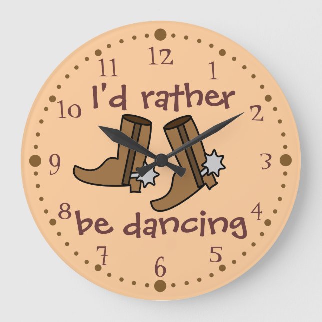 Cowboystiefel eher tanzen Land-Western Große Wanduhr (Vorderseite)