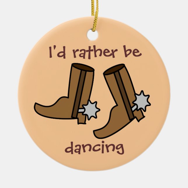 Cowboystiefel eher tanzen Land-Western Keramik Ornament (Vorne)