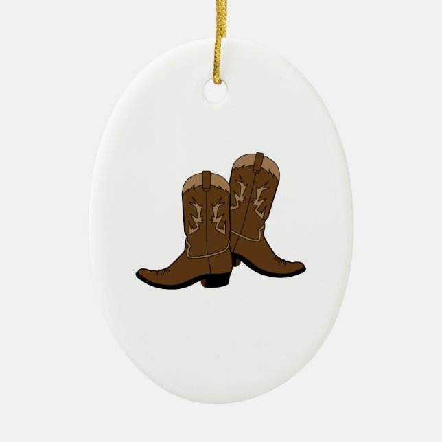 Cowboystiefel Keramik Ornament (Vorne)