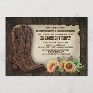 Cowboystiefel-Sonnenblume-Verlobungs-Party Einladung