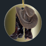 Cowboystiefel und Hut Keramik Ornament<br><div class="desc">Cowboystiefel und Hut. frontiernow.com</div>