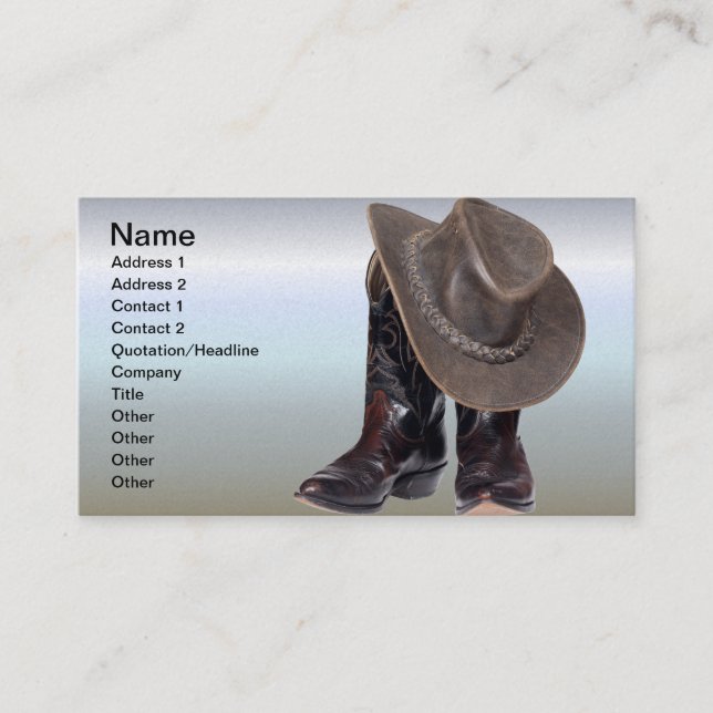 Cowboystiefel und Hut Visitenkarte (Vorderseite)