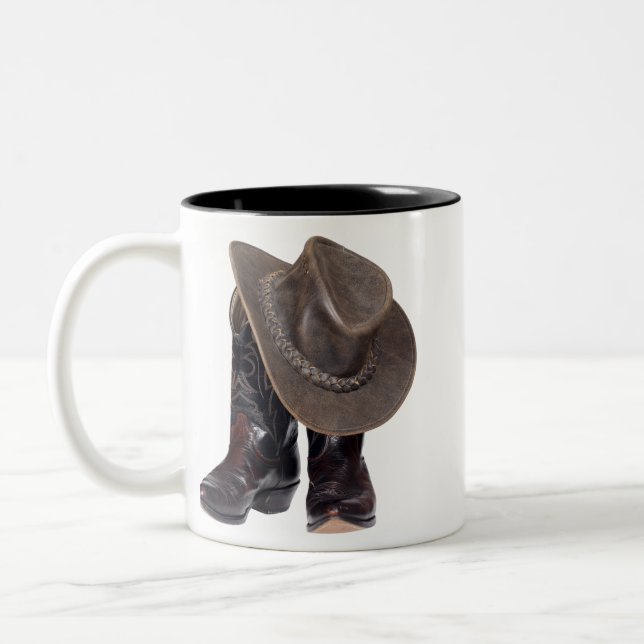 Cowboystiefel und Hut Zweifarbige Tasse (Links)
