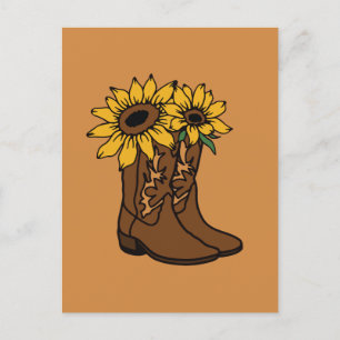 Cowboystiefel und Sonnenblumen Feiertagspostkarte