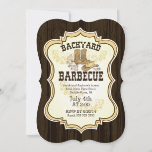 Cowboystiefel-Western-Hinterhof-Grill-Einladung Einladung