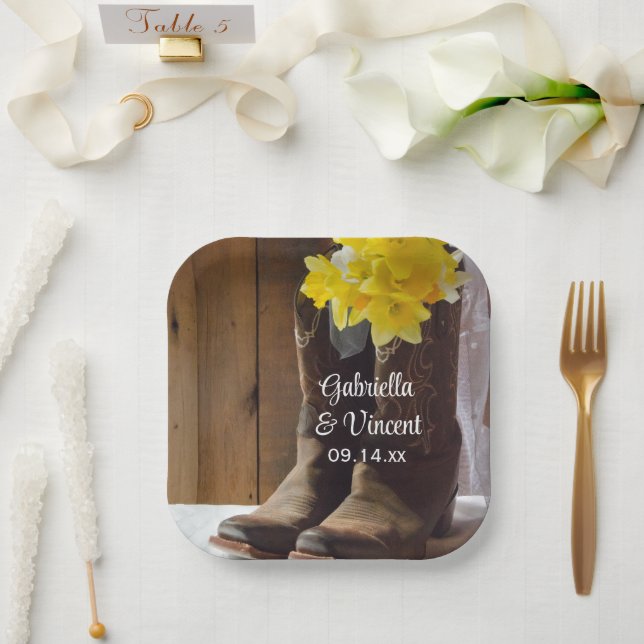 Cowboystiefel Western Hochzeit Pappteller (Hochzeit)