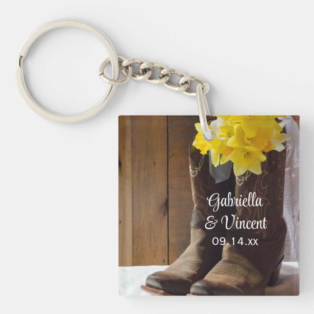 Cowboystiefel Western Hochzeit Schlüsselanhänger (Vorderseite)